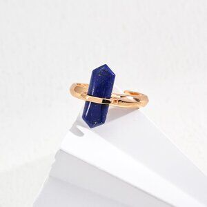 ✨ Artisan Original Lapis Lazuli Crystal Point Ring | S925 Gold Minimalist